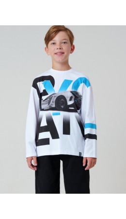 Фуфайка трикотажная для мальчиков (футболка с длинными рукавами) белый