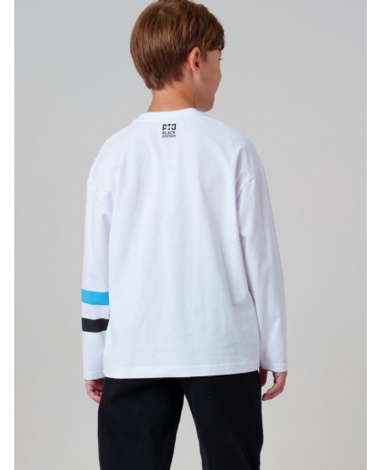 Фуфайка трикотажная для мальчиков (футболка с длинными рукавами) белый