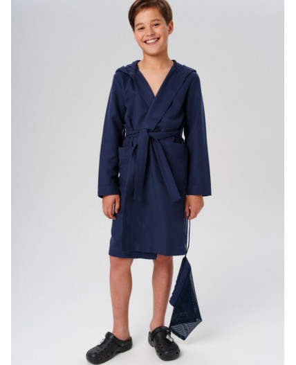 Халат трикотажный для мальчиков тёмно-синий