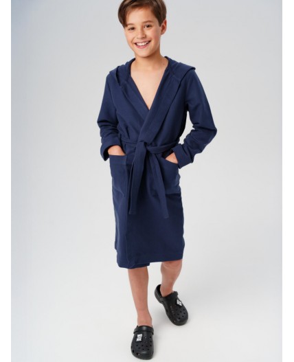 Халат трикотажный для мальчиков тёмно-синий