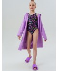 Халат трикотажный для девочек фиолетовый