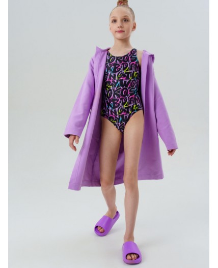 Халат трикотажный для девочек фиолетовый