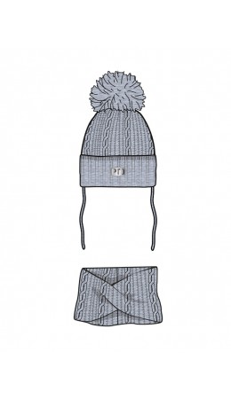 Комплект детский трикотажный для мальчиков: шапка, снуд серый