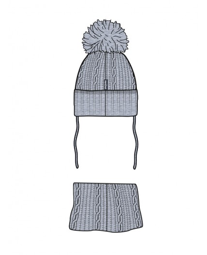 Комплект детский трикотажный для мальчиков: шапка, снуд серый