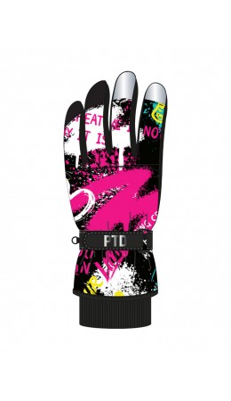 Перчатки текстильные для девочек черный,светоотражающий