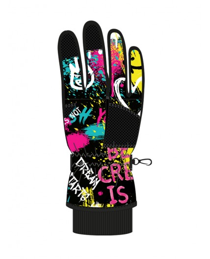 Перчатки текстильные для девочек черный,светоотражающий