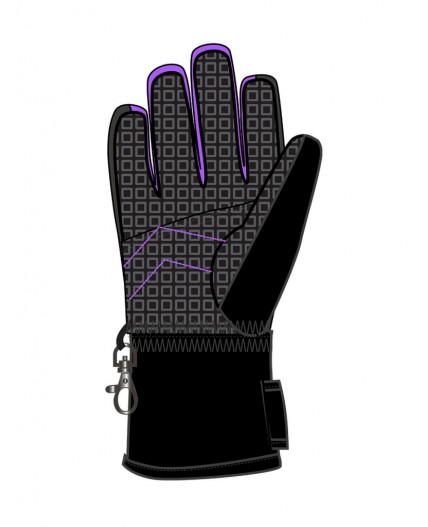 Перчатки текстильные для девочек черный,фиолетовый неоновый