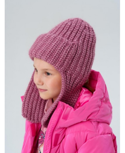 Шапка трикотажная для девочек розовый