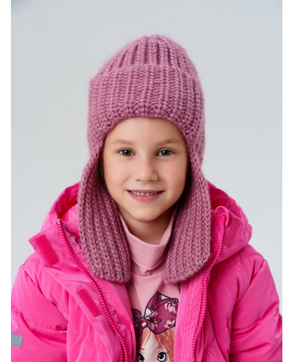 Шапка трикотажная для девочек розовый