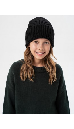 Шапка трикотажная для девочек черный