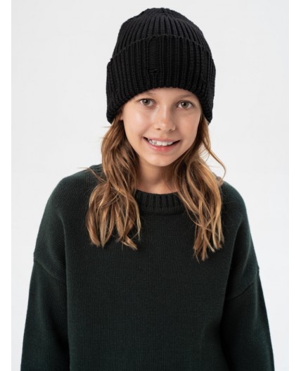 Шапка трикотажная для девочек черный