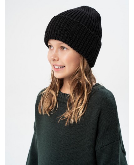 Шапка трикотажная для девочек черный
