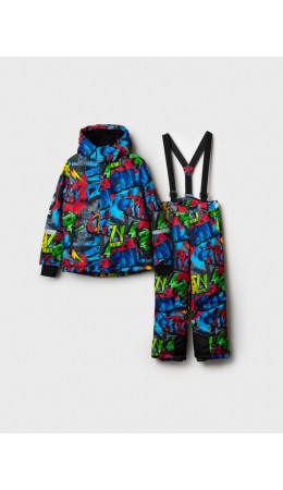 Комплект текстильный с полиуретановым покрытием для мальчиков: куртка, брюки черный