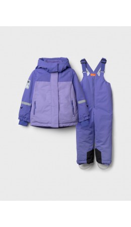Комплект текстильный с полиуретановым покрытием для девочек: куртка, полукомбинезон black, violet neon, violet