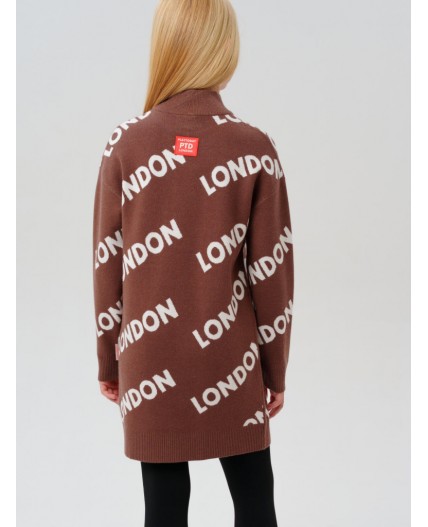 Платье трикотажное для девочек коричневый,белый