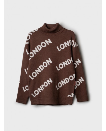 Свитер трикотажный для девочек коричневый,белый