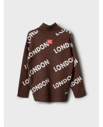 Свитер трикотажный для девочек коричневый,белый