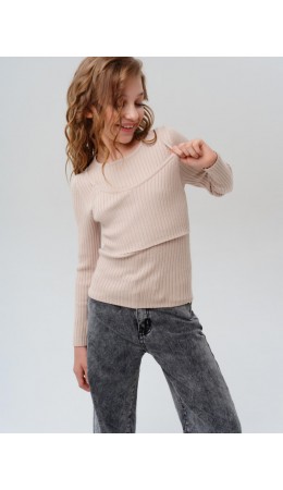 Джемпер трикотажный для девочек молочный