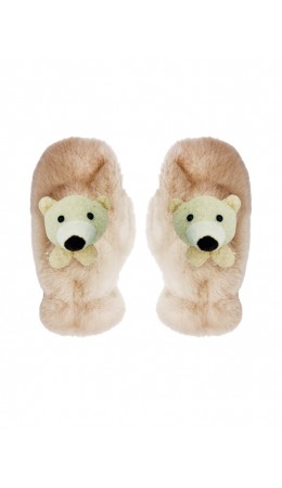 Варежки трикотажные для девочек светло-бежевый