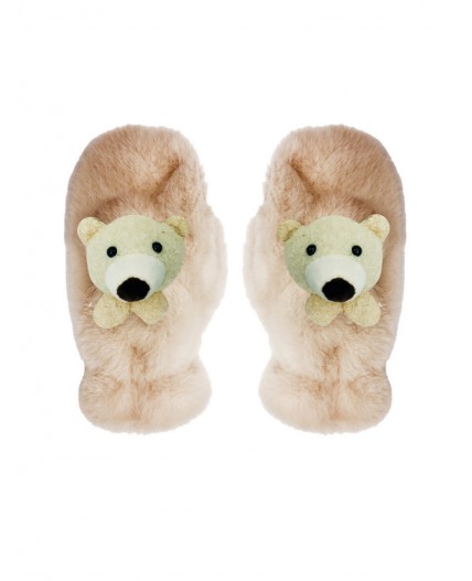 Варежки трикотажные для девочек светло-бежевый