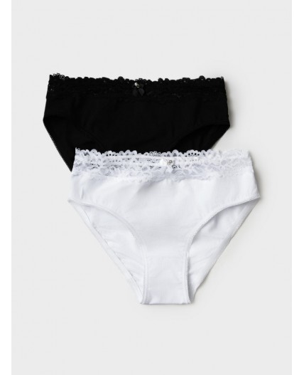 Трусы трикотажные для девочек, 2 шт в комплекте черный,белый