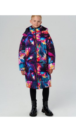 Пальто текстильное с полиуретановым покрытием для девочек разноцветный