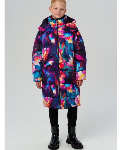 Пальто текстильное с полиуретановым покрытием для девочек разноцветный