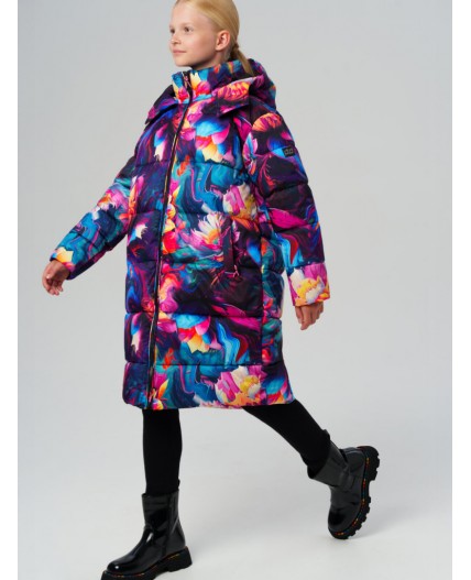 Пальто текстильное с полиуретановым покрытием для девочек разноцветный