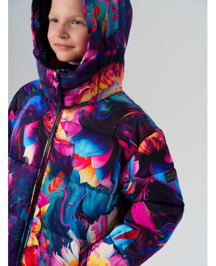Пальто текстильное с полиуретановым покрытием для девочек разноцветный