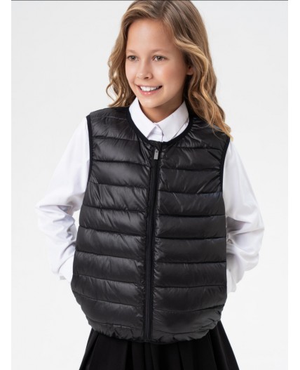 Жилет текстильный с полиуретановым покрытием для девочек черный