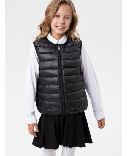 Жилет текстильный с полиуретановым покрытием для девочек черный
