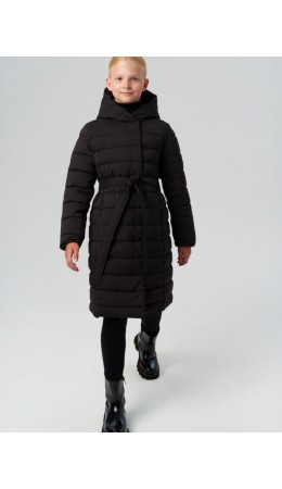 Пальто текстильное с полиуретановым покрытием для девочек черный