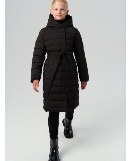 Пальто текстильное с полиуретановым покрытием для девочек черный