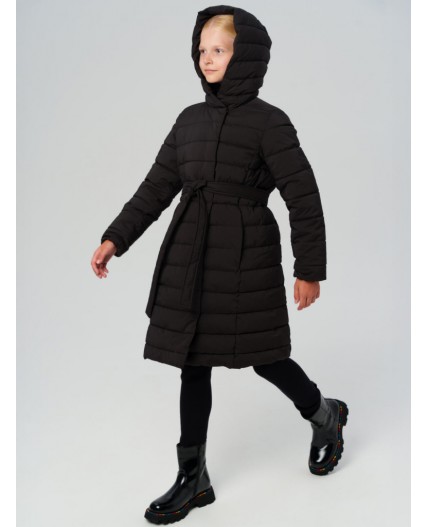 Пальто текстильное с полиуретановым покрытием для девочек черный