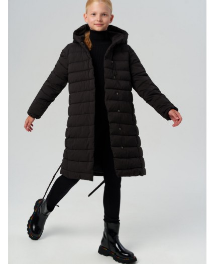 Пальто текстильное с полиуретановым покрытием для девочек черный