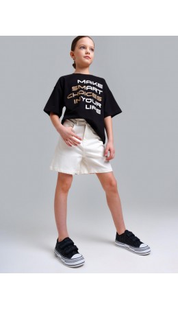 Шорты текстильные джинсовые для девочек белый