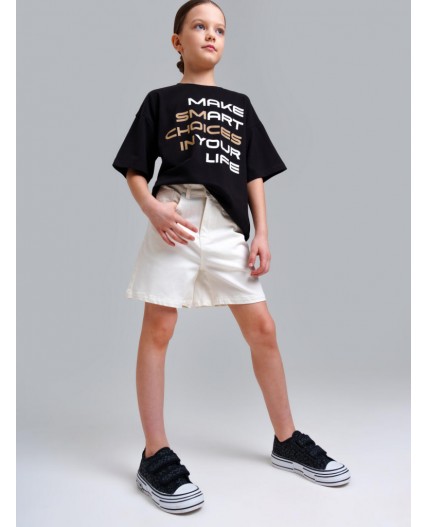 Шорты текстильные джинсовые для девочек белый