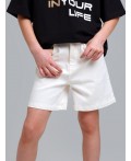 Шорты текстильные джинсовые для девочек белый