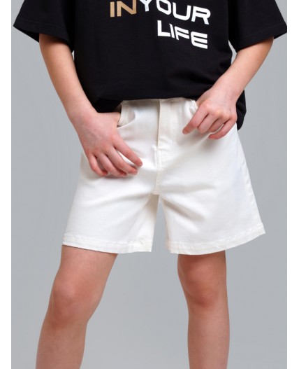 Шорты текстильные джинсовые для девочек белый