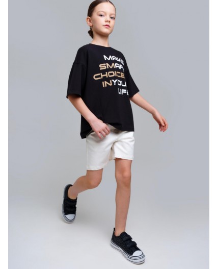 Шорты текстильные джинсовые для девочек белый