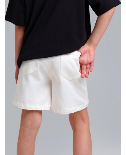 Шорты текстильные джинсовые для девочек белый