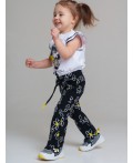 Брюки детские трикотажные для девочек, 2 пары в комплекте черный,белый