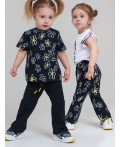 Брюки детские трикотажные для девочек, 2 пары в комплекте черный,белый