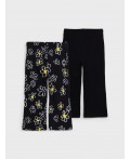 Брюки детские трикотажные для девочек, 2 пары в комплекте черный,белый