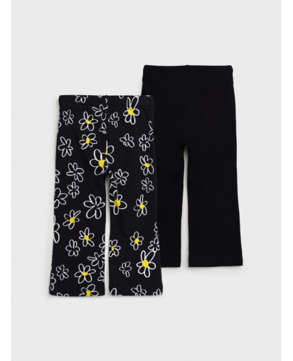 Брюки детские трикотажные для девочек, 2 пары в комплекте черный,белый