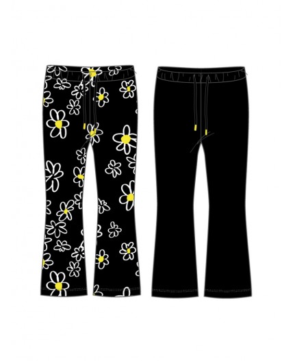 Брюки детские трикотажные для девочек, 2 пары в комплекте черный,белый