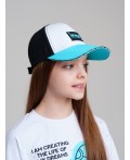 Кепка текстильная для девочек белый,черный,голубой
