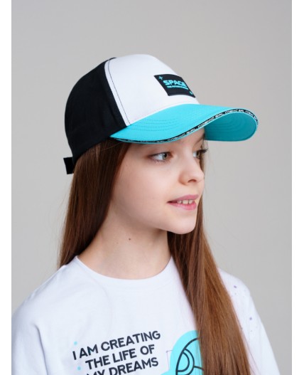 Кепка текстильная для девочек белый,черный,голубой