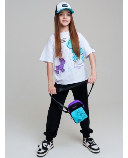 Кепка текстильная для девочек белый,черный,голубой