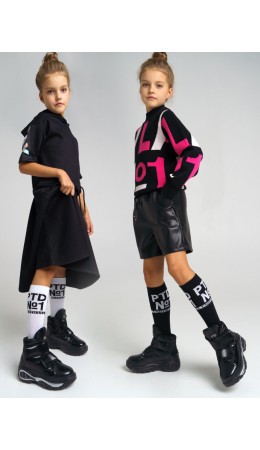 Гольфы для девочки, 2 пары в комплекте черный,белый